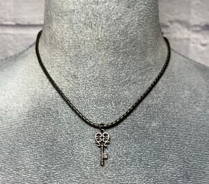Handmade/Upcycled Antique Bronze Finish Mini Skeleton Key Pendant Necklace